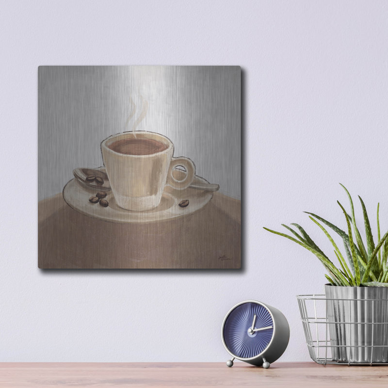 Art mural en métal Winston Porter «Coffee And Co 3 Neutral» par Janelle Penner, H 12 po x l 12 po