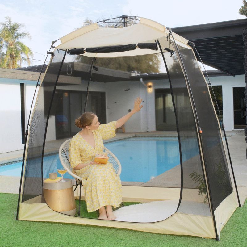 Tente de patio avec abri escamotable pour patio et abri de jardin, H 81,89 po x l 47,24 po x P 81,89 po