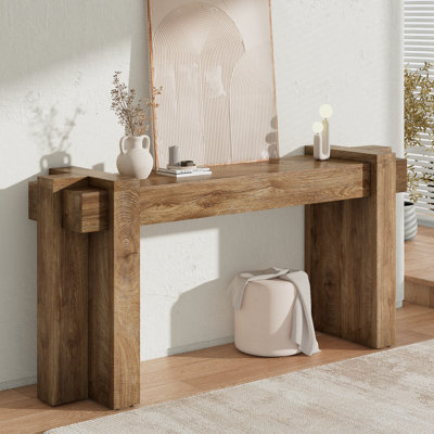 Modern Entryway Console Table, Geometric Minimalism Entrance Sofa Table, 70.9-Inch, for Entryway, Hallway, Living Room, Natural Oak