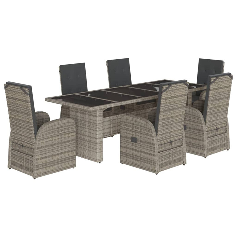 6 - Person Wicker Patio Dining Set with Rectangular Table , Cushions Included