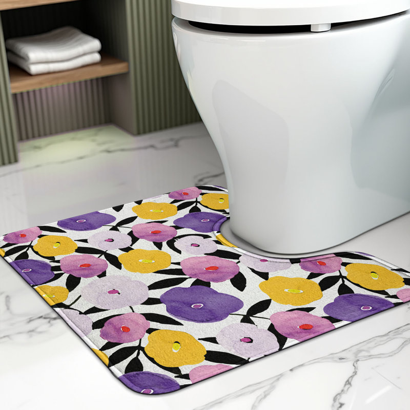 Multicolore tapis de salle de bain en forme de U Flower