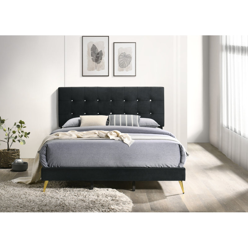 Albali Upholstered Bed, Black, Kingsize (5')