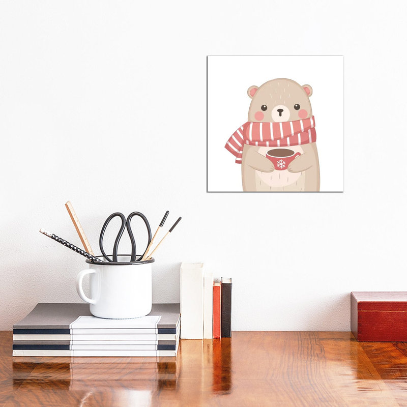 Cute Bear Illustration 1 Piece Wrapped Canvas Painting, 30.48cm H x 30.48cm W x 1.91cm D