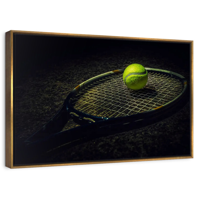 Tennis contemporain, Cadre flottant doré, 37 po x 25 po