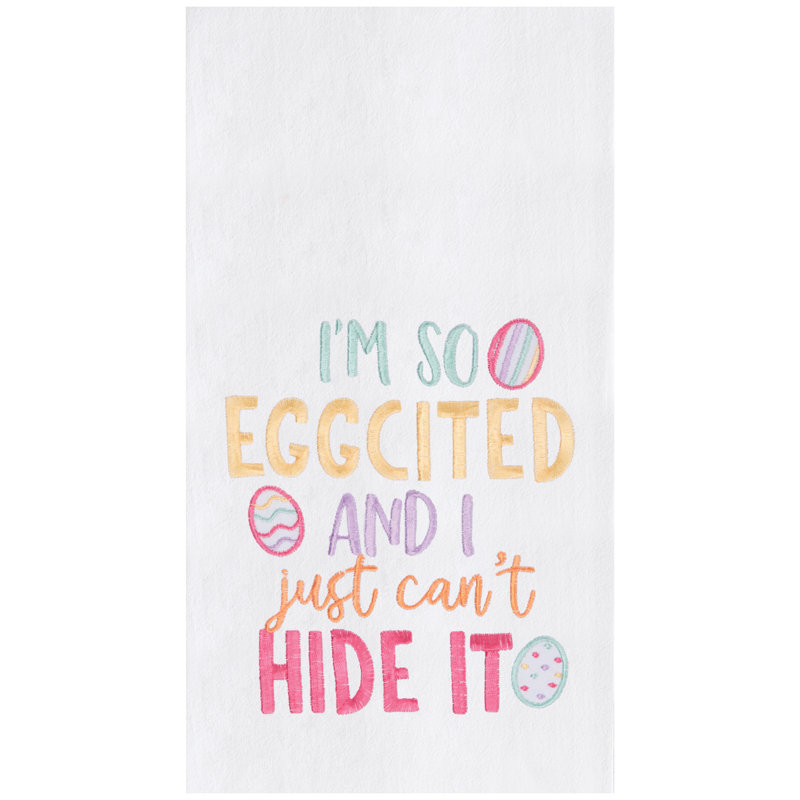 I'm So Eggcité, serviette, Jaune / rose / blanc I'm So Eggcité