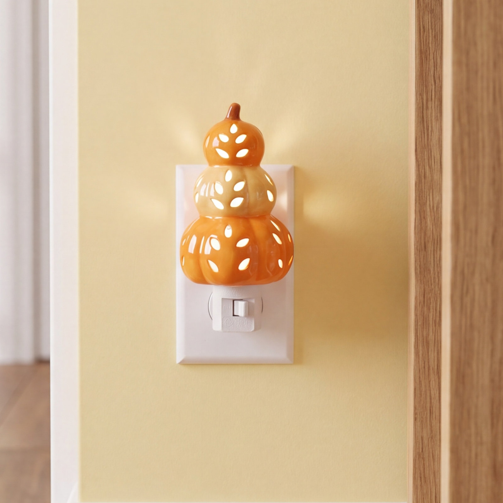 Harvest Blossom Stacked Pumpkins Ceramic Nightlight