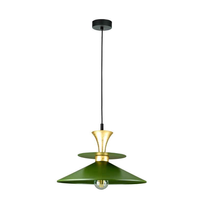 1 - Light Matte Black Dome Pendant, Gold/Khaki