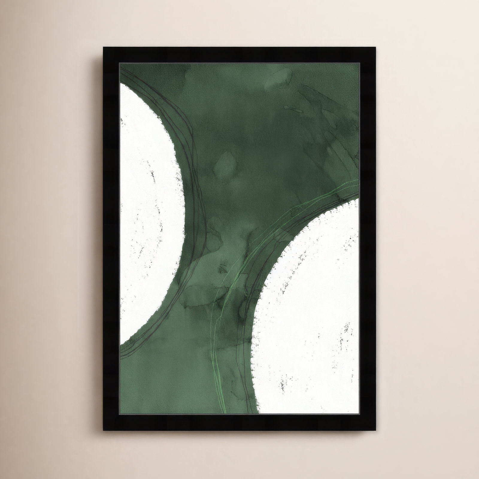 Green Moon Painting by Oliver Gal, Black, 26" H x 18" W x 0.5" D