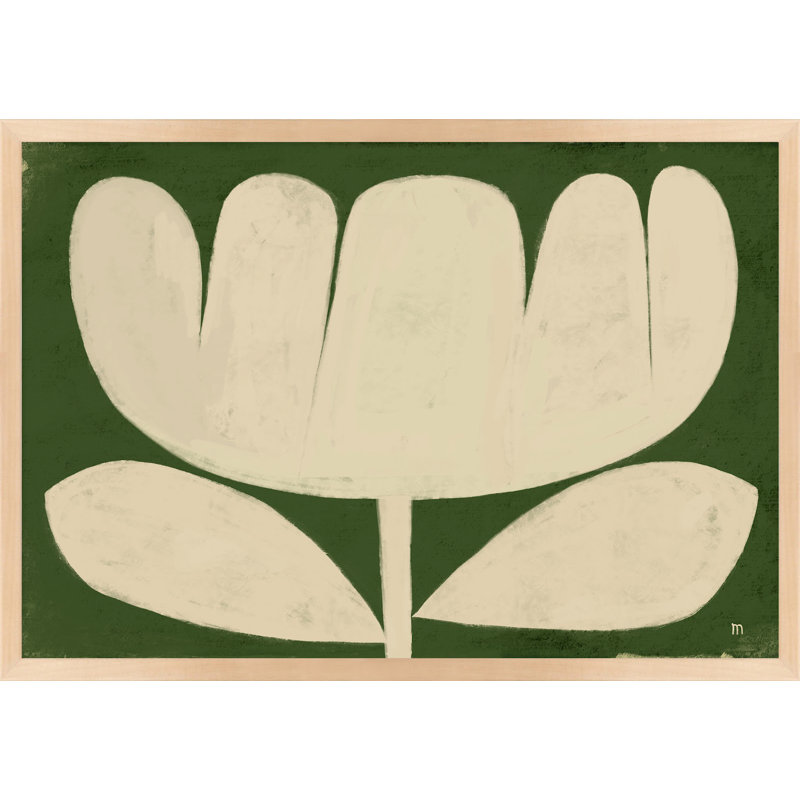 Flower On Green Painting by StudioM, Maple Framed, 26.5" H x 38" W x 1.25" D