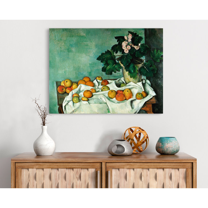 Apples And Primroses by Paul Cezanne - Wrapped Canvas Painting, 70cm H x 100cm W x 4cm D