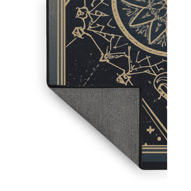 Tapis moelleux moelleux de forme géométrique d'inspiration mondiale en noir - reliure noire, 5 x 7