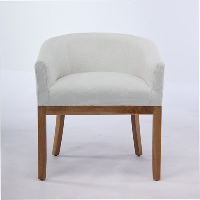 Mid Century Modern Upholstered Barrel Dining Chairs With Arms, Ideal For Farmhouse Kitchens, Dining Rooms And Living Spaces