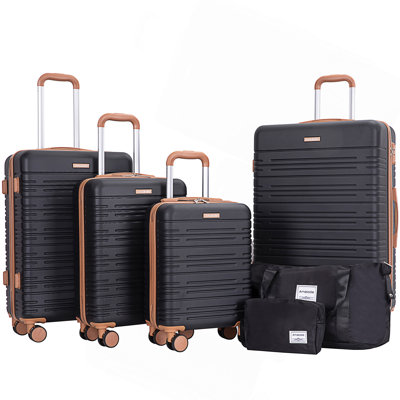 6 Piece Luggage Set, ABS Hard Shell Travel Suitcase with TSA Lock