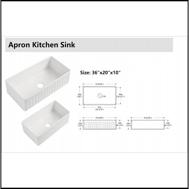 Évier de cuisine blanc - 36 po