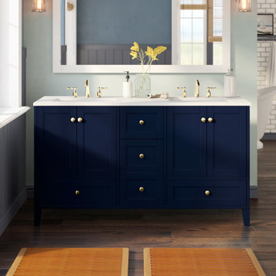 Meuble-lavabo double l 60 po x P 22 po x H 34 po Selma
