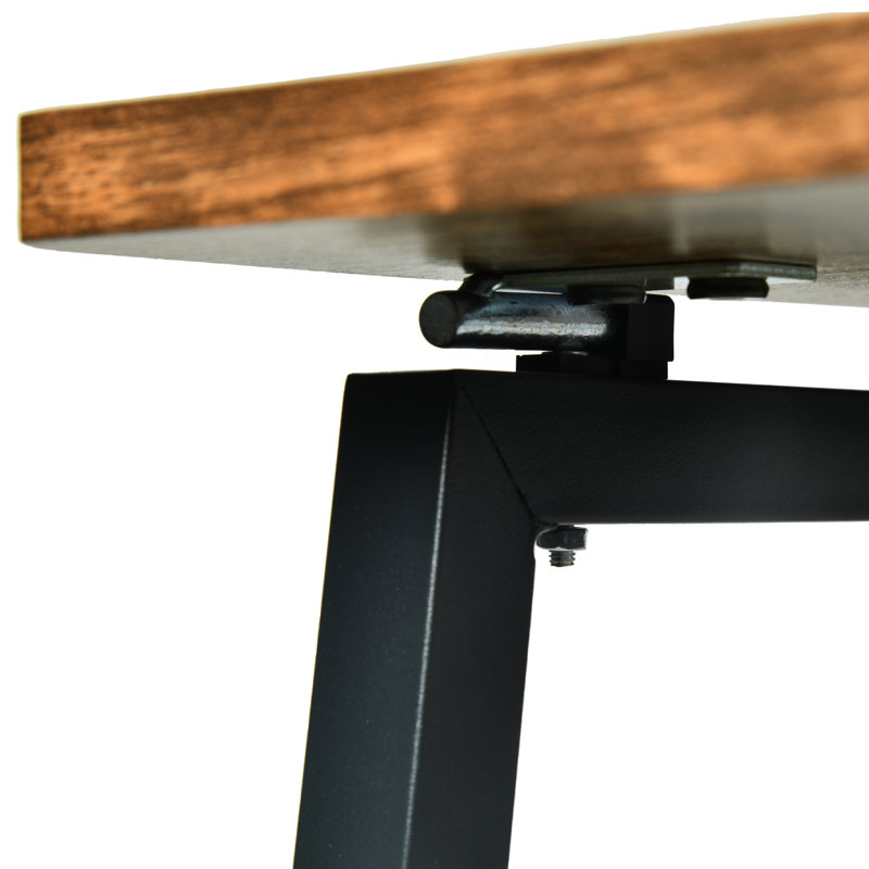 31.5" Folding Desk for Small Spaces, Compact Writing Computer Table with Metal Frame, Rustic Brown, Rustic Brown