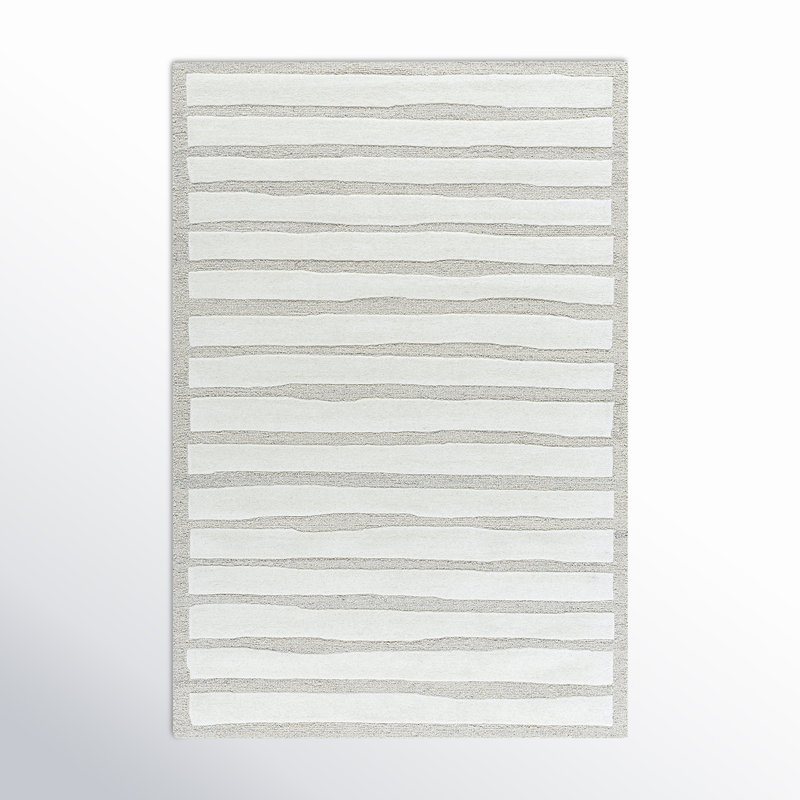 Triton Hand Tufted Wool Striped Indoor Rug, Rectangle 9' x 12'