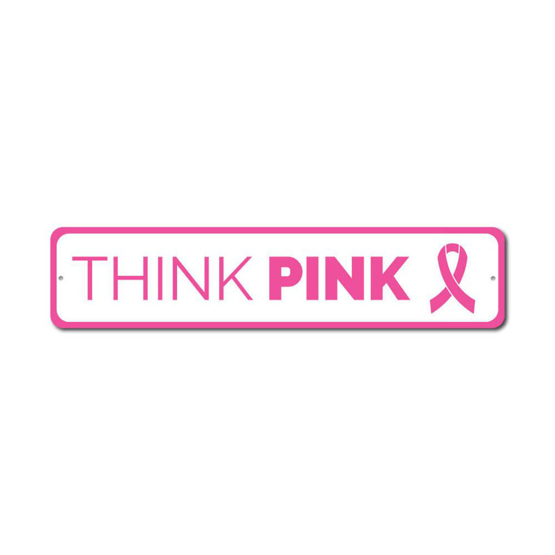 Plaque en aluminium "Think rose", H 4 po x l 18 po x P 0,04 po