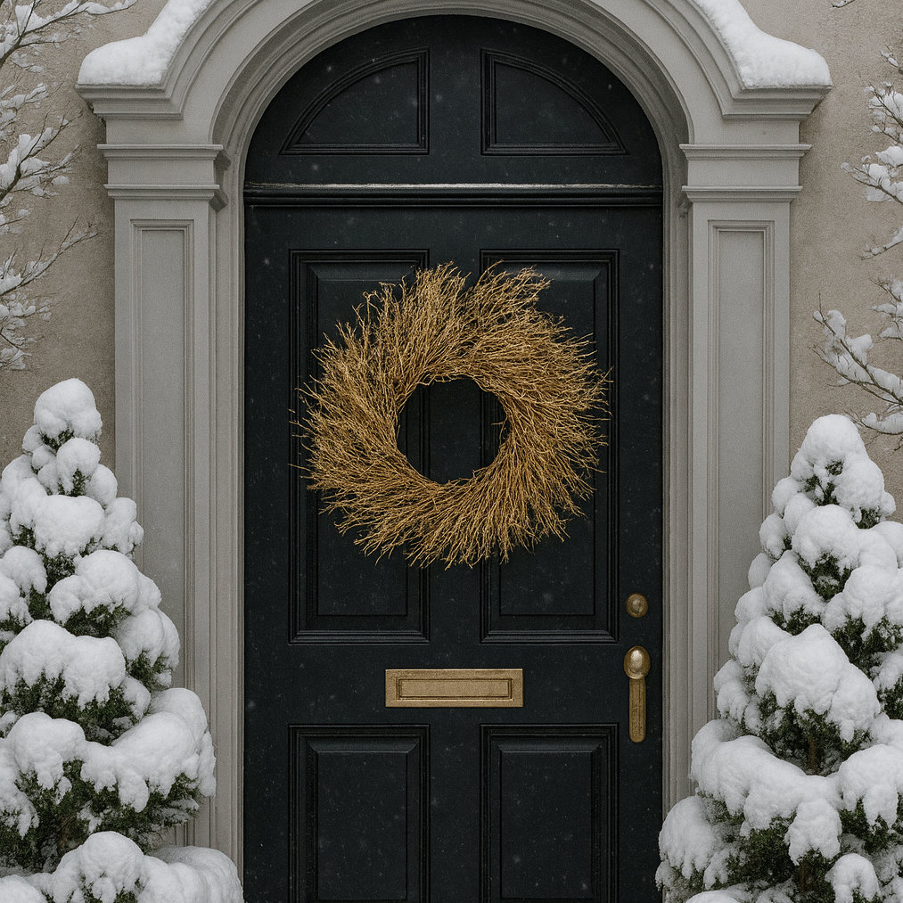 22'' Handcrafted Dried Twig Wreath, Gold