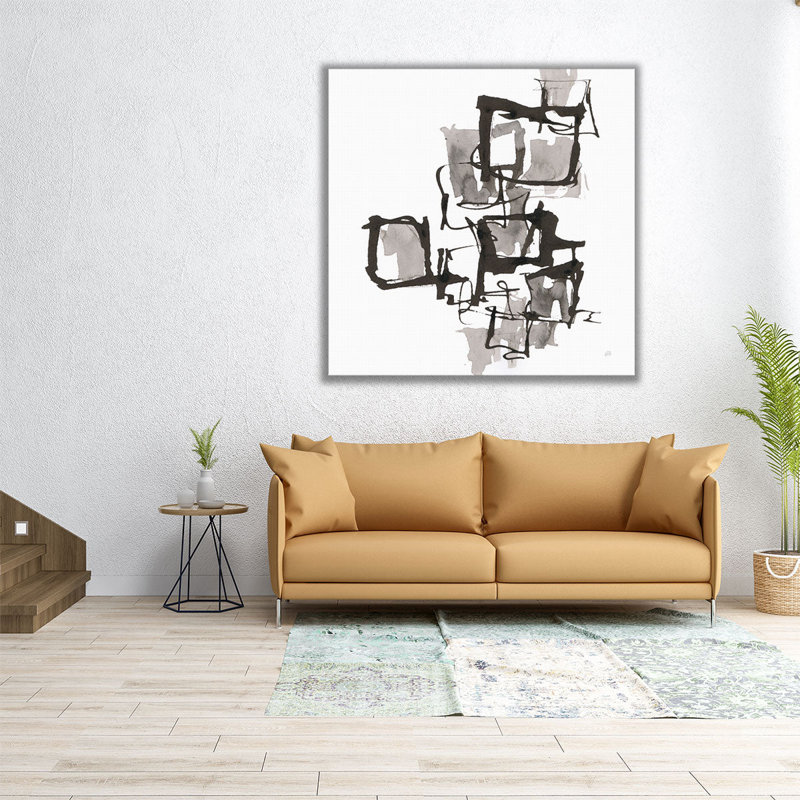 «Boxed In I» en noir et blanc - reproduction d'art sur toile, H 12 po x l 12 po