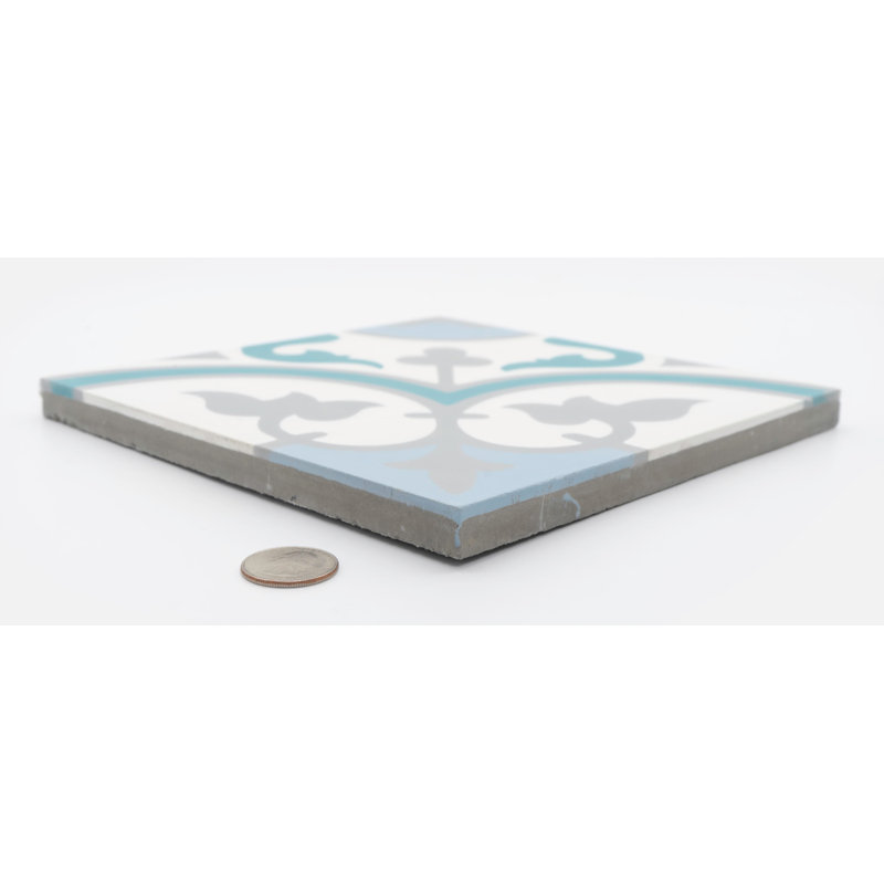 Casa 8" x 8" Cement Patterned Wall & Floor Tile, Gray/Beige