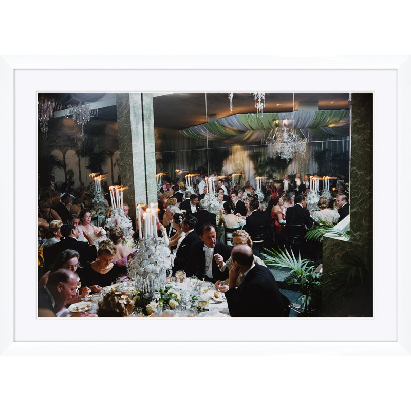 Party At Romanoff's Print by Slim Aarons, 43.5" H x 59.5" W x 1.5" D, White Single Picture Framed