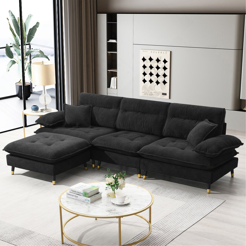Versatile Convertible Sectional Sofa With Adjustable Legs And Movable Ottoman For Various Spaces