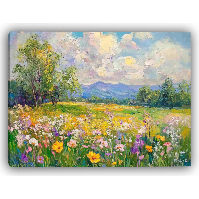 Été, champs, peinture impressionniste texturée