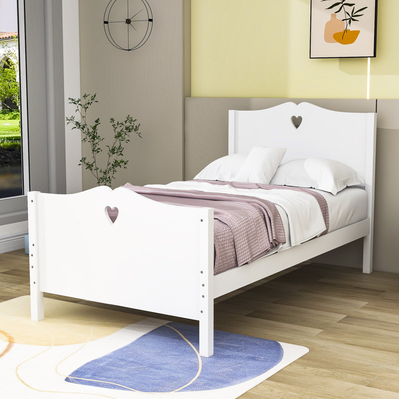 Gralyn Twin Size Platform Bed with Headboard and Footboard, White