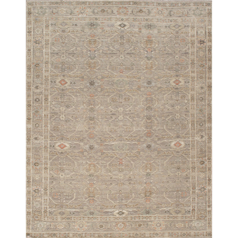 Oushak Hand-Knotted Silver Wool Area Rug