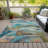 Machine Washable Indoor/Outdoor Xhevrie Teal Rug-111829284