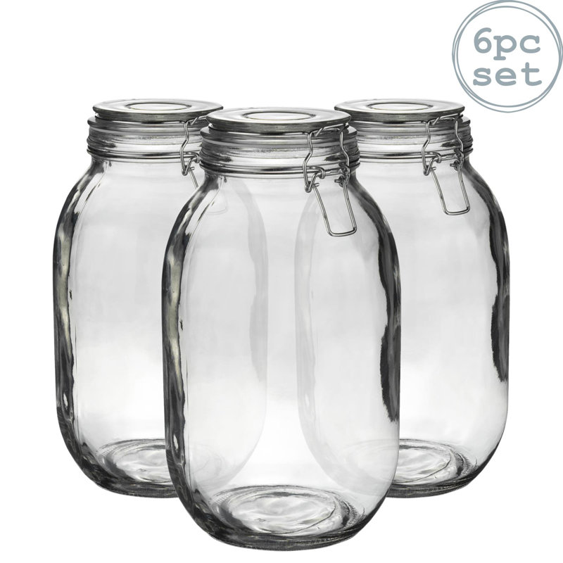 Argon Tableware - Glass Storage Jars, Clear, 26.5cm H x 14.5cm W x 14.5cm D