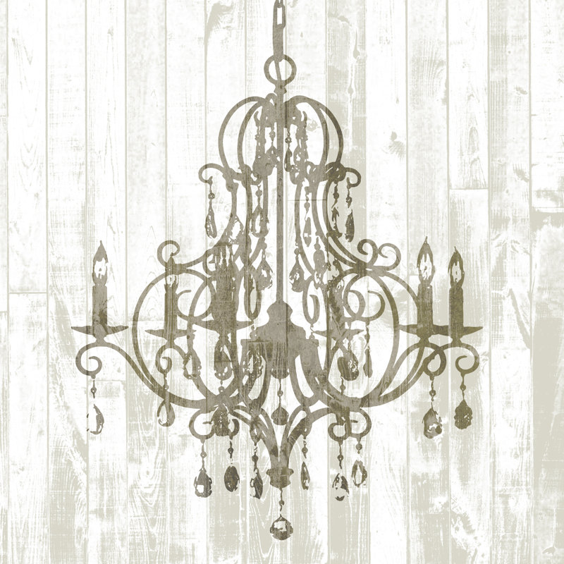 Shiplap Chandelier II by Jennifer Goldberger - Wrapped Canvas Painting, 30cm H x 30cm W x 3.8cm D
