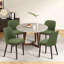 Chaise rembourrée moderne en tissu compact avec pieds en bois massif, dossier ergonomique incurvé, assemblage facile-659160588