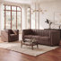 2-Piece Swivel Channel Tufted Upholstered Velevt Mid-Century Modern Sofa Couch Accent Chair Living Room Furniture Set