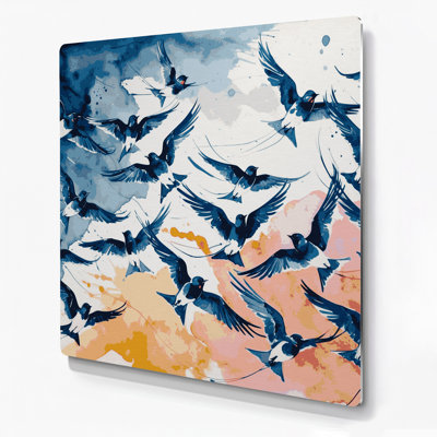 Birds Welcome Swallow Grey Metal Wall Art