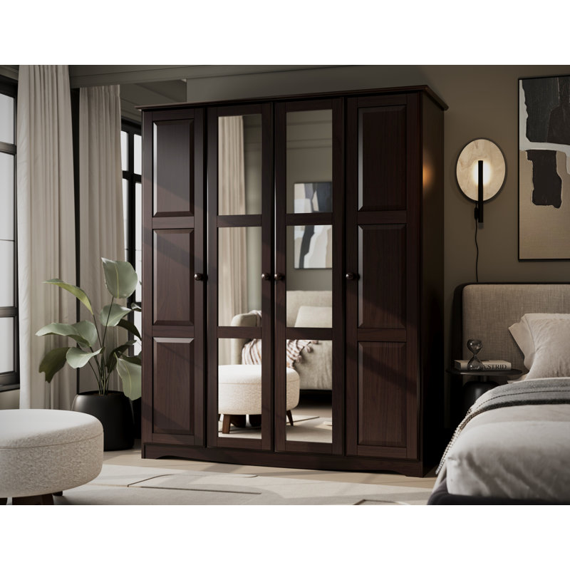 Armoire-penderie 100% bois massif Arieyana, Café