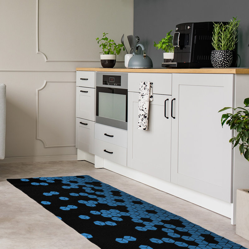 Tapis de fond à cubes noir culbuté, Tapis de couloir 2 pi 6 po x 8 pi