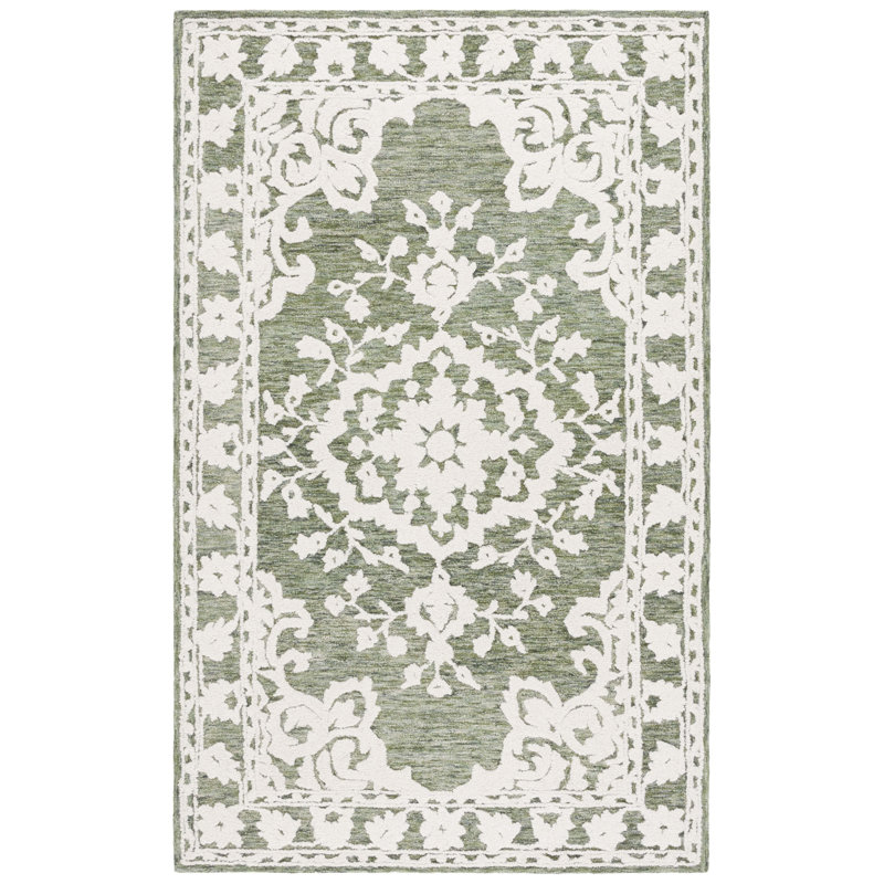 Marquee 505 Hand Tufted Wool; Cotton Oriental Rug in Green/Ivory, Rectangle 8' x 10'