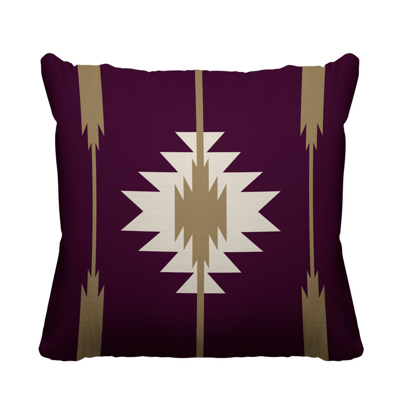 Coussin décoratif intérieur / extérieur Jolon Southwestern, 17 po x 17 po, Mauve, Carré