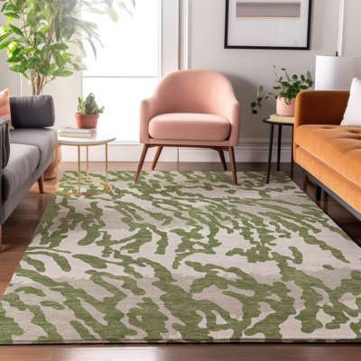 Premium Machine Washable Prisco Green Rug