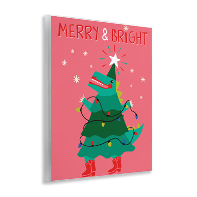 Merry and Bright Dinosaur Canvas Wall Art by Riley Hutchens