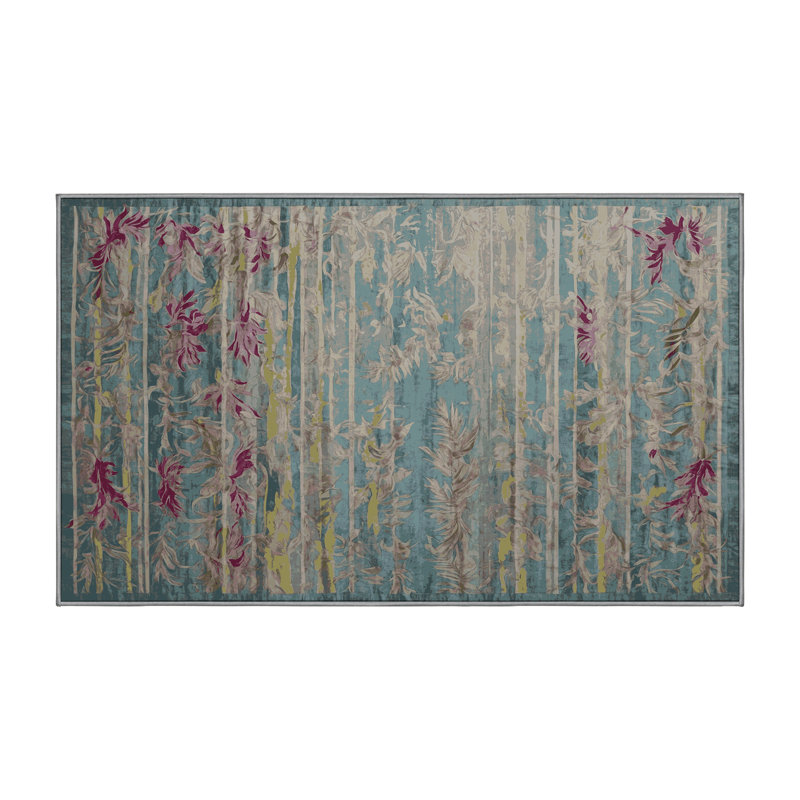 Machine Washable Gray Area Rug, Rectangle 3' x 5'