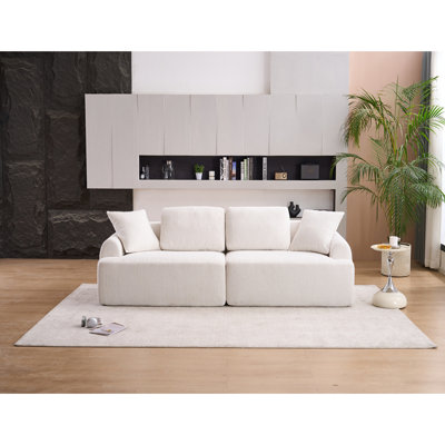 Canapé combiné 4 places, tissu en laine au crochet, canapé à compression pleine éponge, canapé combiné avec 4 coussins pour la maison / Mobilier de maison / appartement / bureau / maison