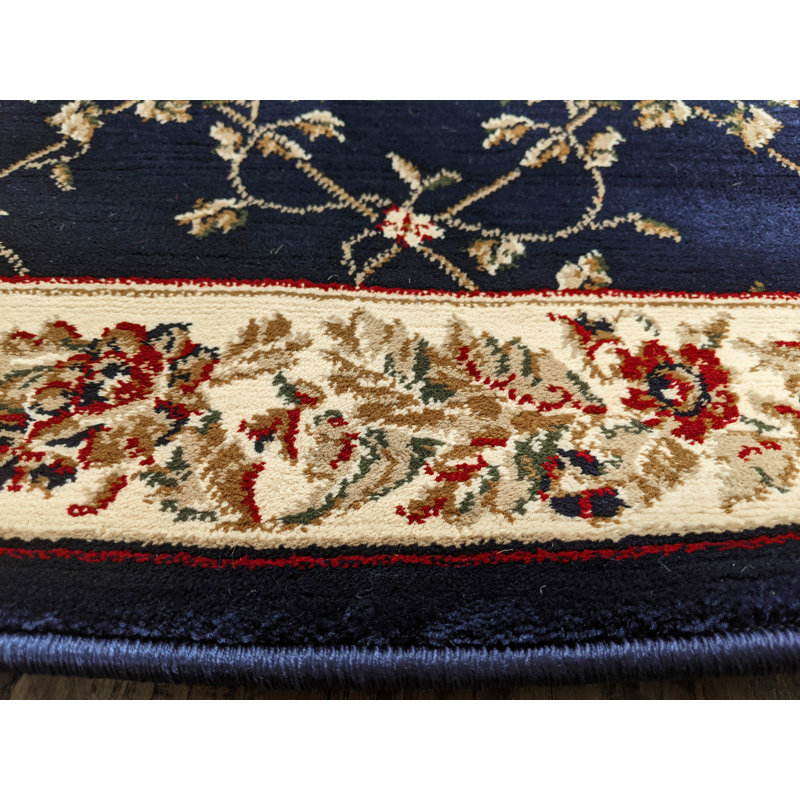 Tapis traditionnel bleu marine à motif oriental de style treillis, Tapis de couloir 2 pi 2 po x 8 pi