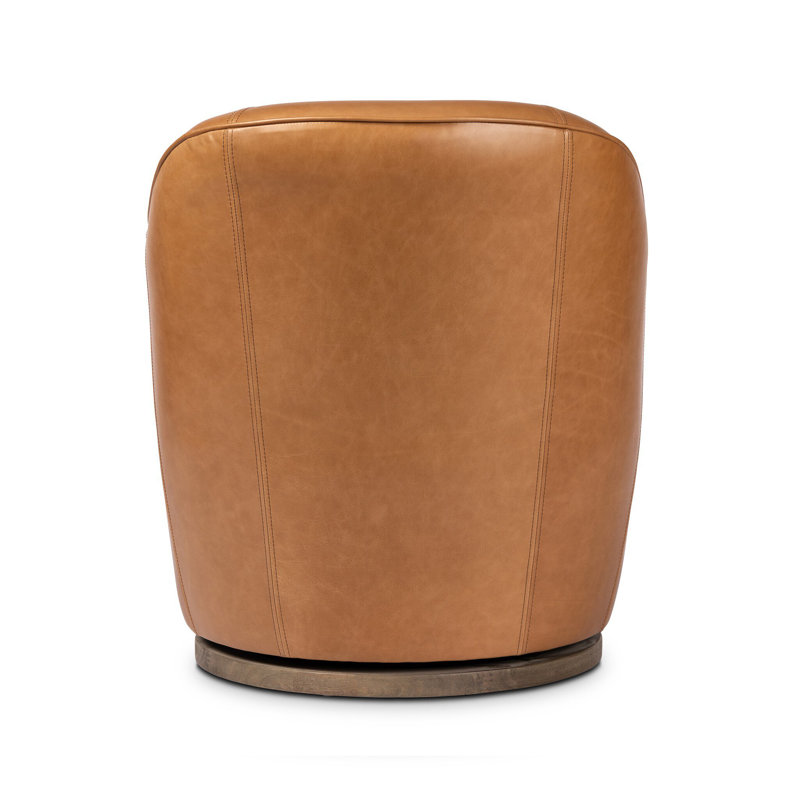 Aurora 26" Wide Swivel Armchair, Sonoma Butterscotch Genuine Leather