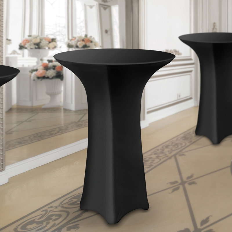  Solid Color Polyester Highboy Cocktail Tablecloth, Black, 33" x 33"
