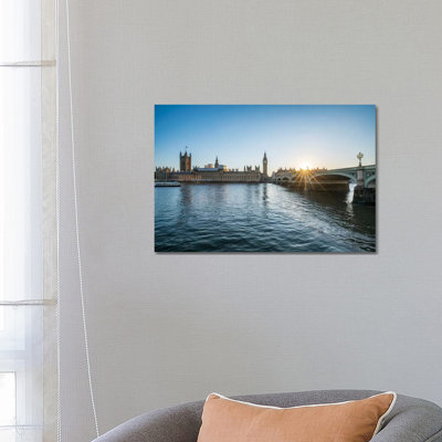Sunset At The Westminster Bridge In London by Jan Becke - Wrapped Canvas Gallery-Wrapped Canvas Giclée