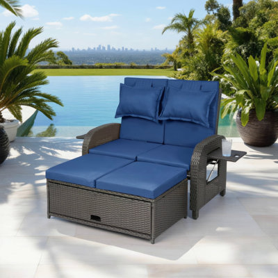 Multi-Function Indoor Sofabeds,Terrace Resting Daybeds,Outdoor Relaxing Seats,Crafted With Navy Blue Fabric