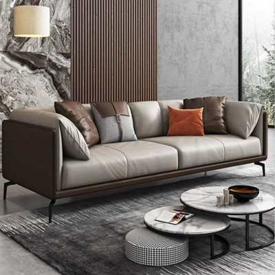 Khaki Genuine Leather Standard Sofa cushion Loveseat